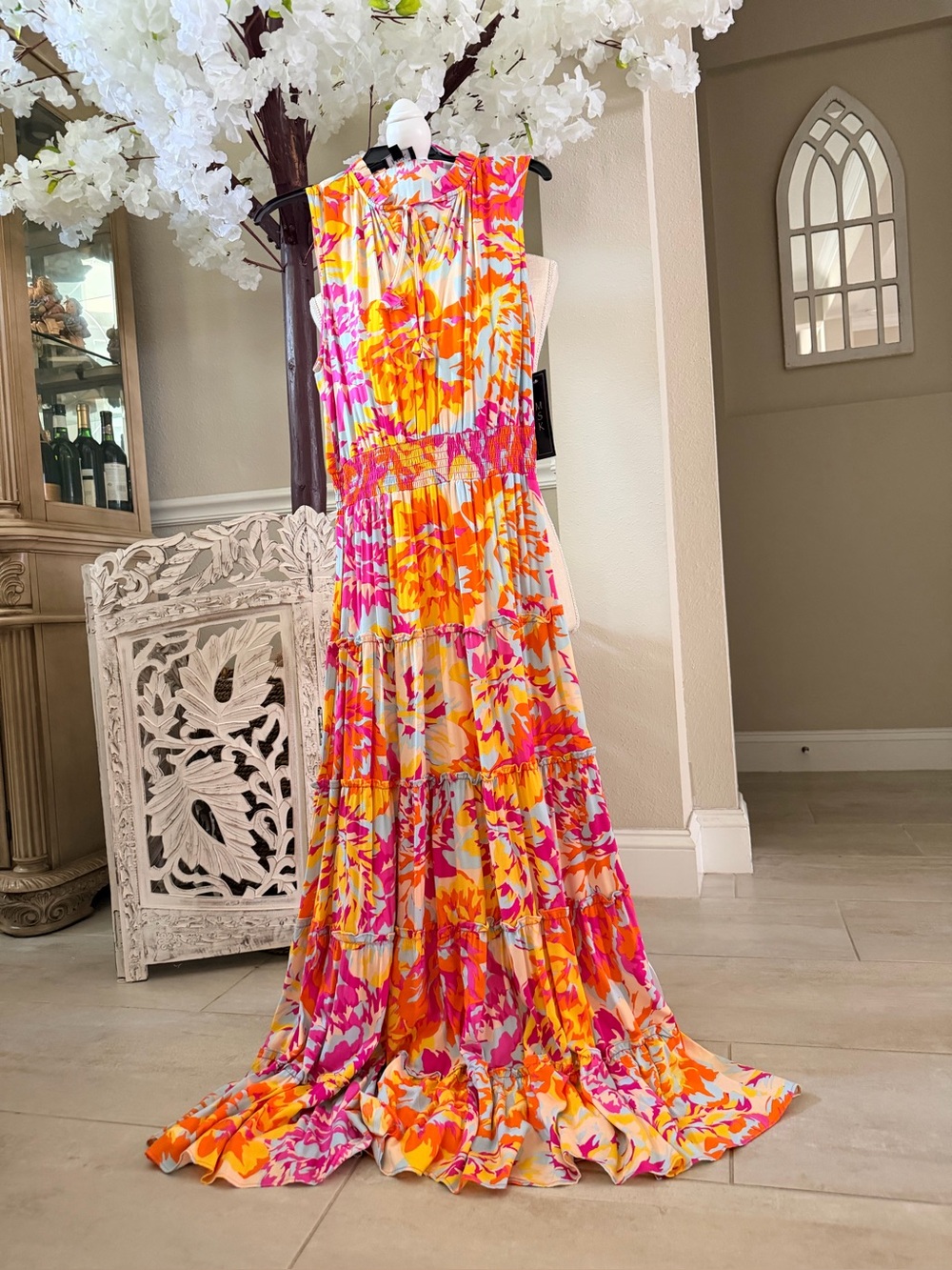 Floral Sleeveless Maxi Dress - Multicolor